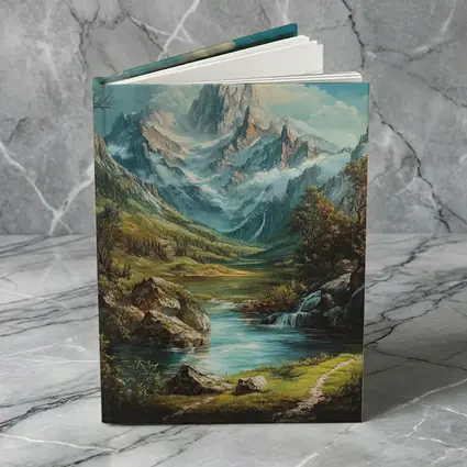 Alpine Mountain Valley River Landscape Painting