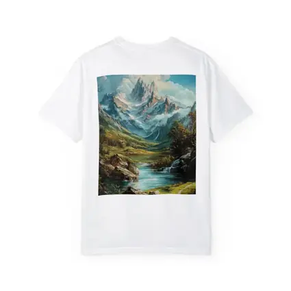 Alpine Mountain Valley River Landscape Painting