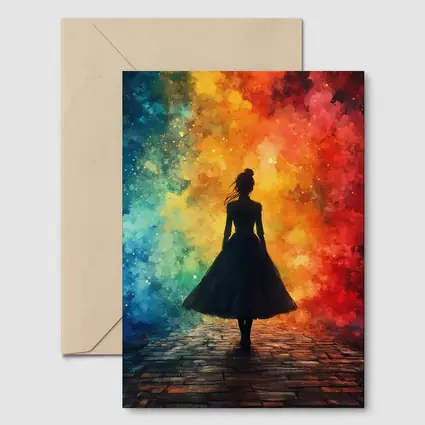 Woman Silhouette Colorful Watercolor Smoke Background