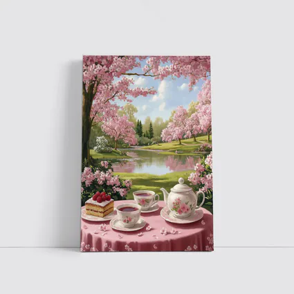 Cherry Blossom Tea Table Spring Park Scene