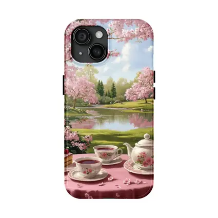 Cherry Blossom Tea Table Spring Park Scene