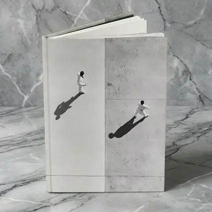 Two Figures Walking Aerial Black White