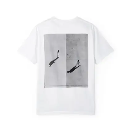 Two Figures Walking Aerial Black White
