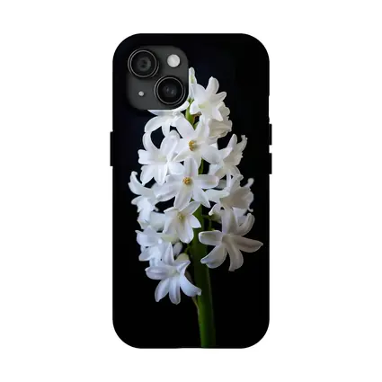 White Hyacinth Flower Black Background