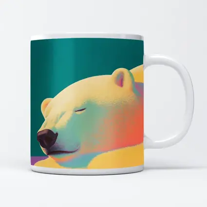 Sleeping Polar Bear Colorful Floral Background Art