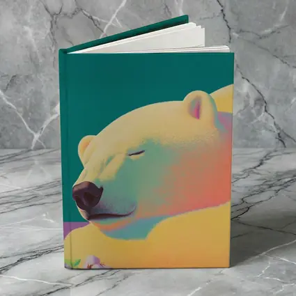 Sleeping Polar Bear Colorful Floral Background Art