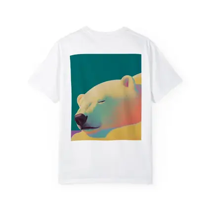 Sleeping Polar Bear Colorful Floral Background Art