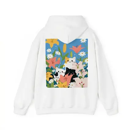 Cute Cats Among Lilies Floral Garden