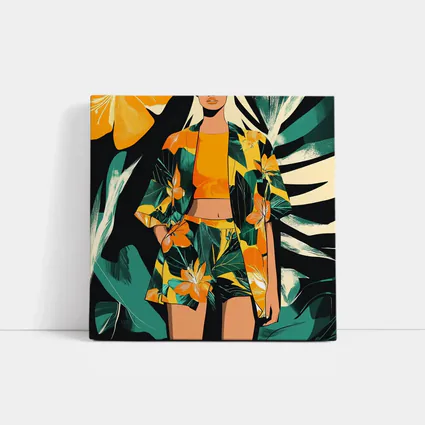 Tropical Floral Fashion Illustration Bold Graphic