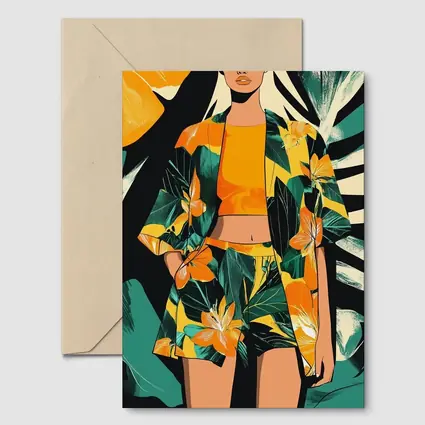 Tropical Floral Fashion Illustration Bold Graphic