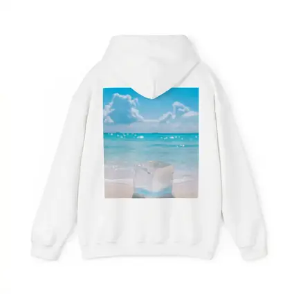 Ice Cube On Sunny Tropical Beach Shore
