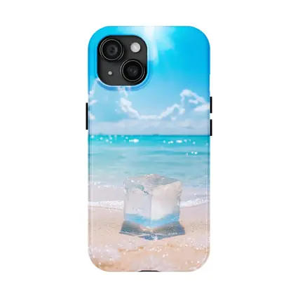 Ice Cube On Sunny Tropical Beach Shore