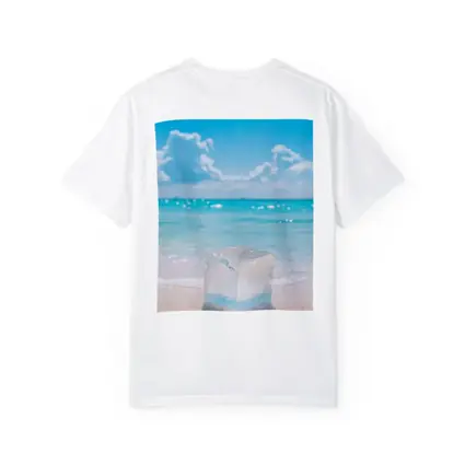 Ice Cube On Sunny Tropical Beach Shore