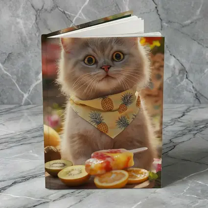 British Shorthair Cat With Summer Fruits