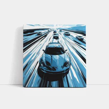 Porsche 911 Speed Highway Comic Art Style
