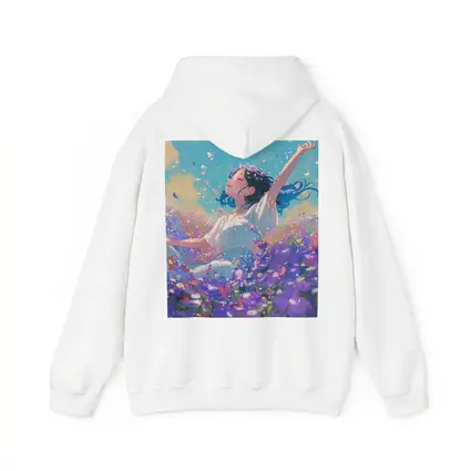 Anime Girl Dancing In Purple Flower Field