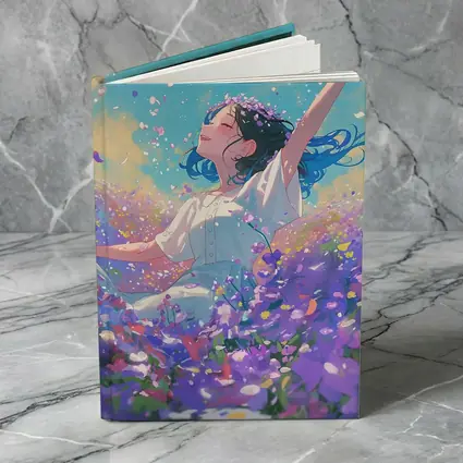 Anime Girl Dancing In Purple Flower Field