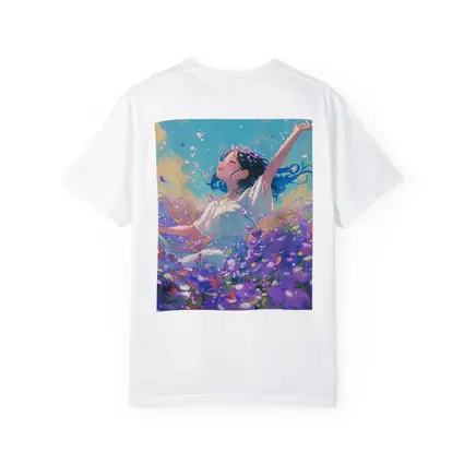 Anime Girl Dancing In Purple Flower Field
