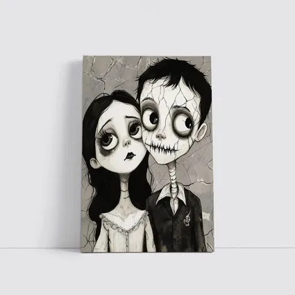 Gothic Cartoon Couple Dark Cracked Illustration
