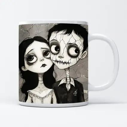 Gothic Cartoon Couple Dark Cracked Illustration