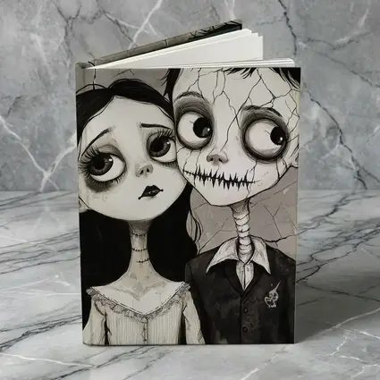 Gothic Cartoon Couple Dark Cracked Illustration