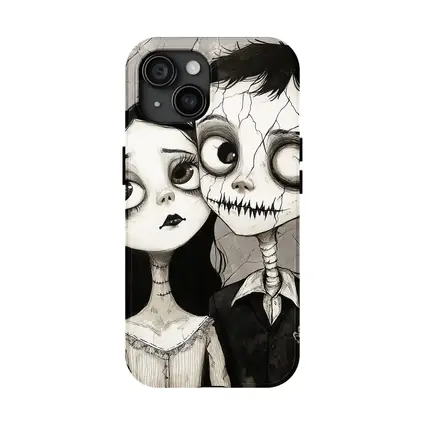 Gothic Cartoon Couple Dark Cracked Illustration