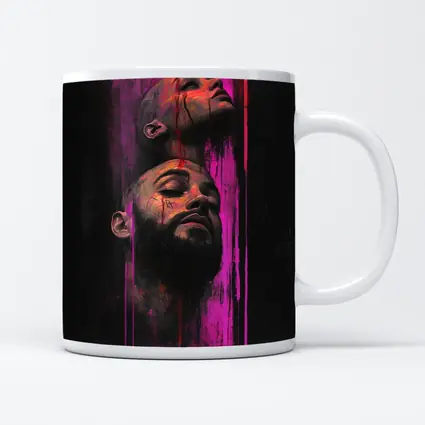 Two Faces Dark Neon Drip Portrait Art