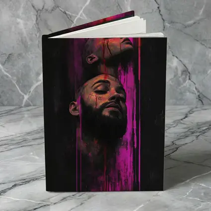 Two Faces Dark Neon Drip Portrait Art