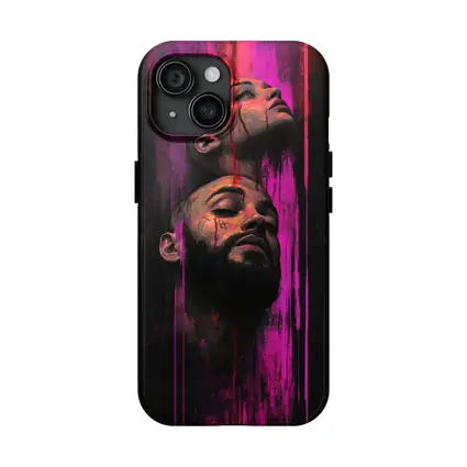 Two Faces Dark Neon Drip Portrait Art