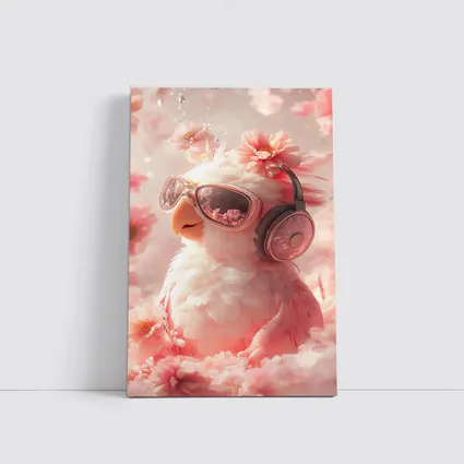 Cool Parrot With Sunglasses Pink Floral Background