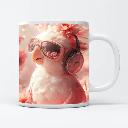 Cool Parrot With Sunglasses Pink Floral Background