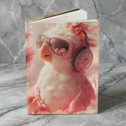 Cool Parrot With Sunglasses Pink Floral Background