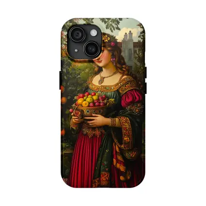 Renaissance Woman Holding Fruit Bowl Garden