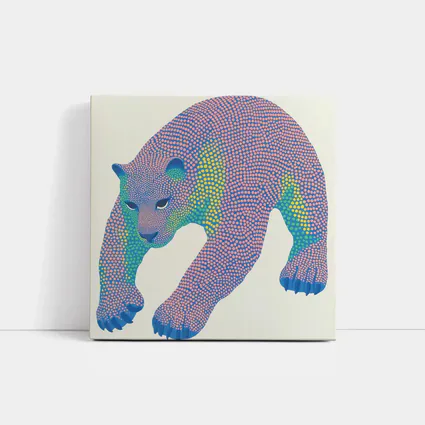 Dotwork Polar Bear Colorful Pointillist Art