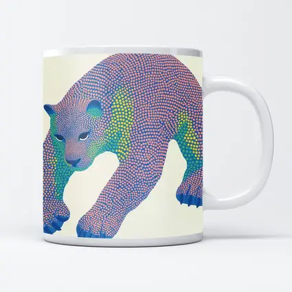 Dotwork Polar Bear Colorful Pointillist Art
