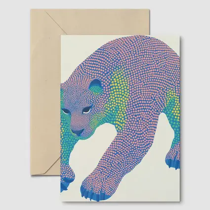 Dotwork Polar Bear Colorful Pointillist Art