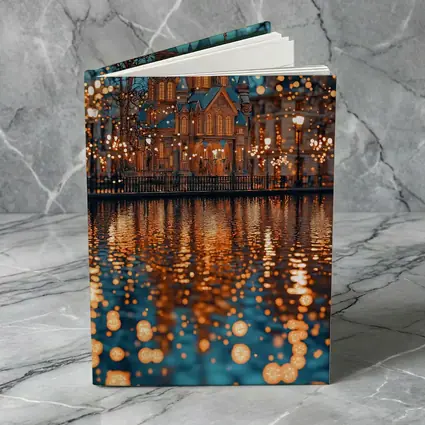 Fairy Tale Castle Glowing Lights Water Reflection