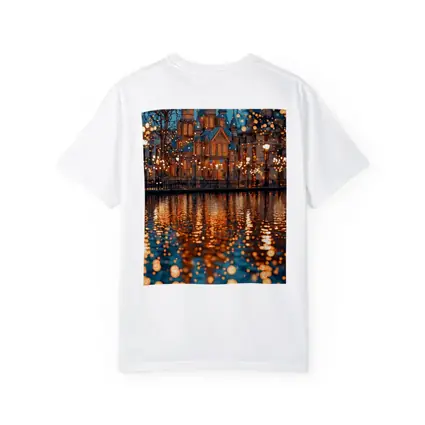 Fairy Tale Castle Glowing Lights Water Reflection