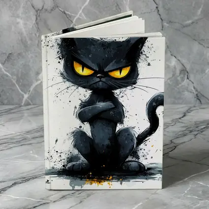 Grumpy Black Cat Ink Splash Art