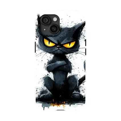 Grumpy Black Cat Ink Splash Art