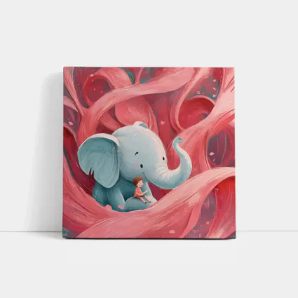 Baby Elephant Boy Pink Swirl Illustration