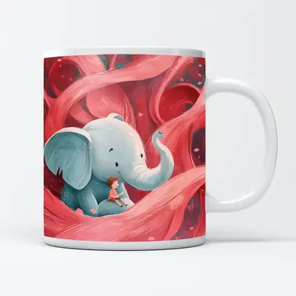 Baby Elephant Boy Pink Swirl Illustration