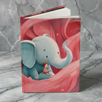 Baby Elephant Boy Pink Swirl Illustration