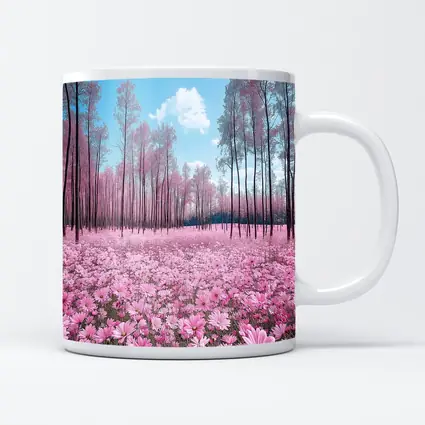 Pink Cosmos Flowers Forest Blue Sky