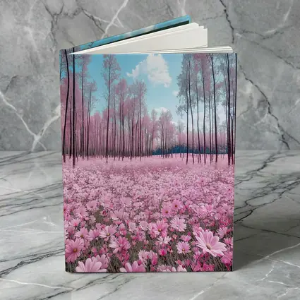 Pink Cosmos Flowers Forest Blue Sky