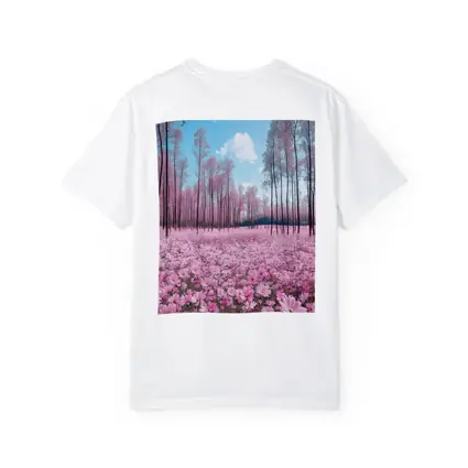 Pink Cosmos Flowers Forest Blue Sky