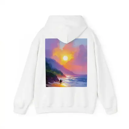 Surfer Walking Beach at Golden Sunset