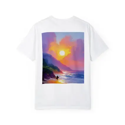 Surfer Walking Beach at Golden Sunset