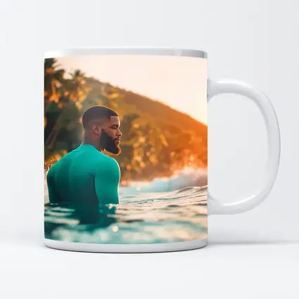 Black Man in Ocean Tropical Sunset