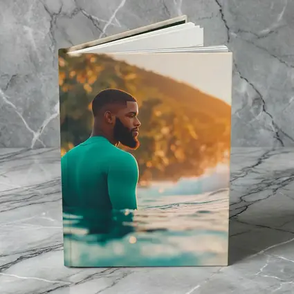 Black Man in Ocean Tropical Sunset